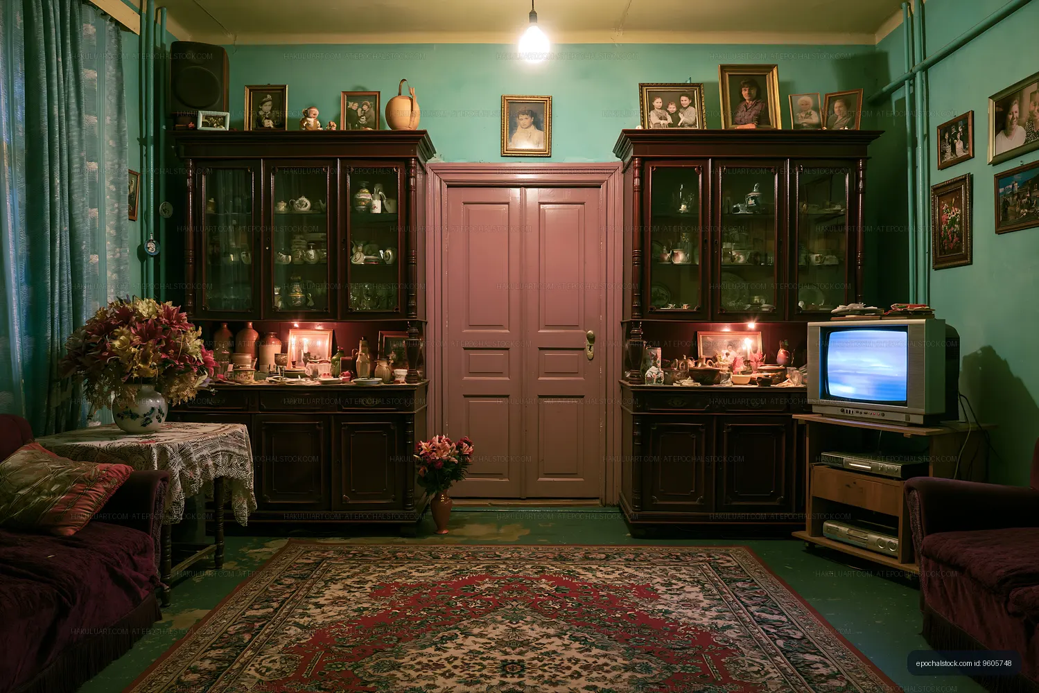 Living room with vintage furniture and decor