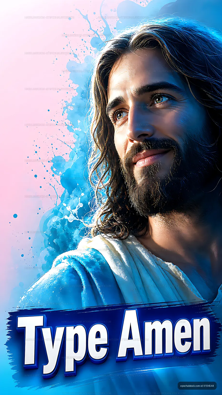 Man with long hair smiling against a colorful background