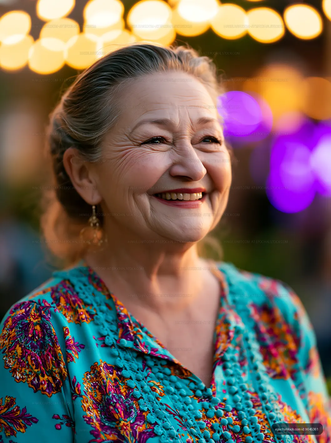 Smiling woman with long hair at a festive evening event