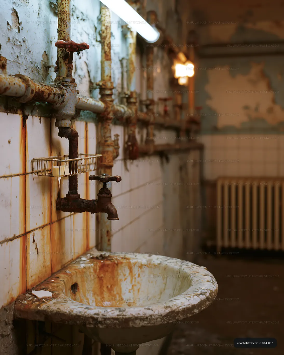 Old industrial sink in an abandoned building