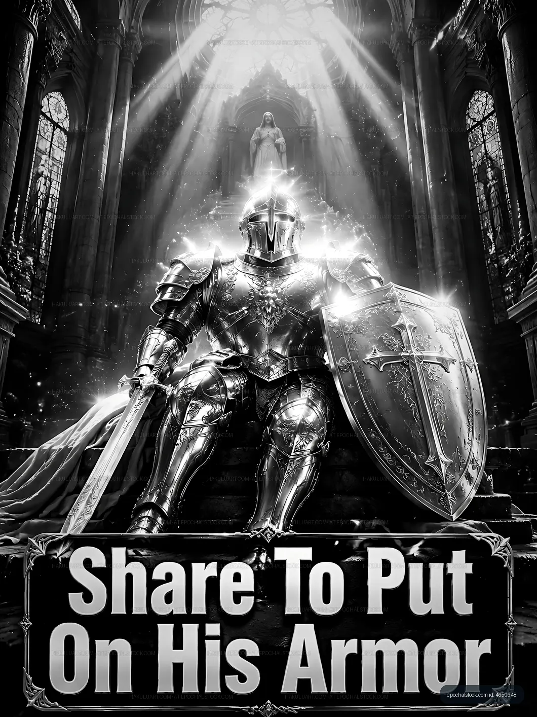 Knight in armor seated on throne in a grand hall