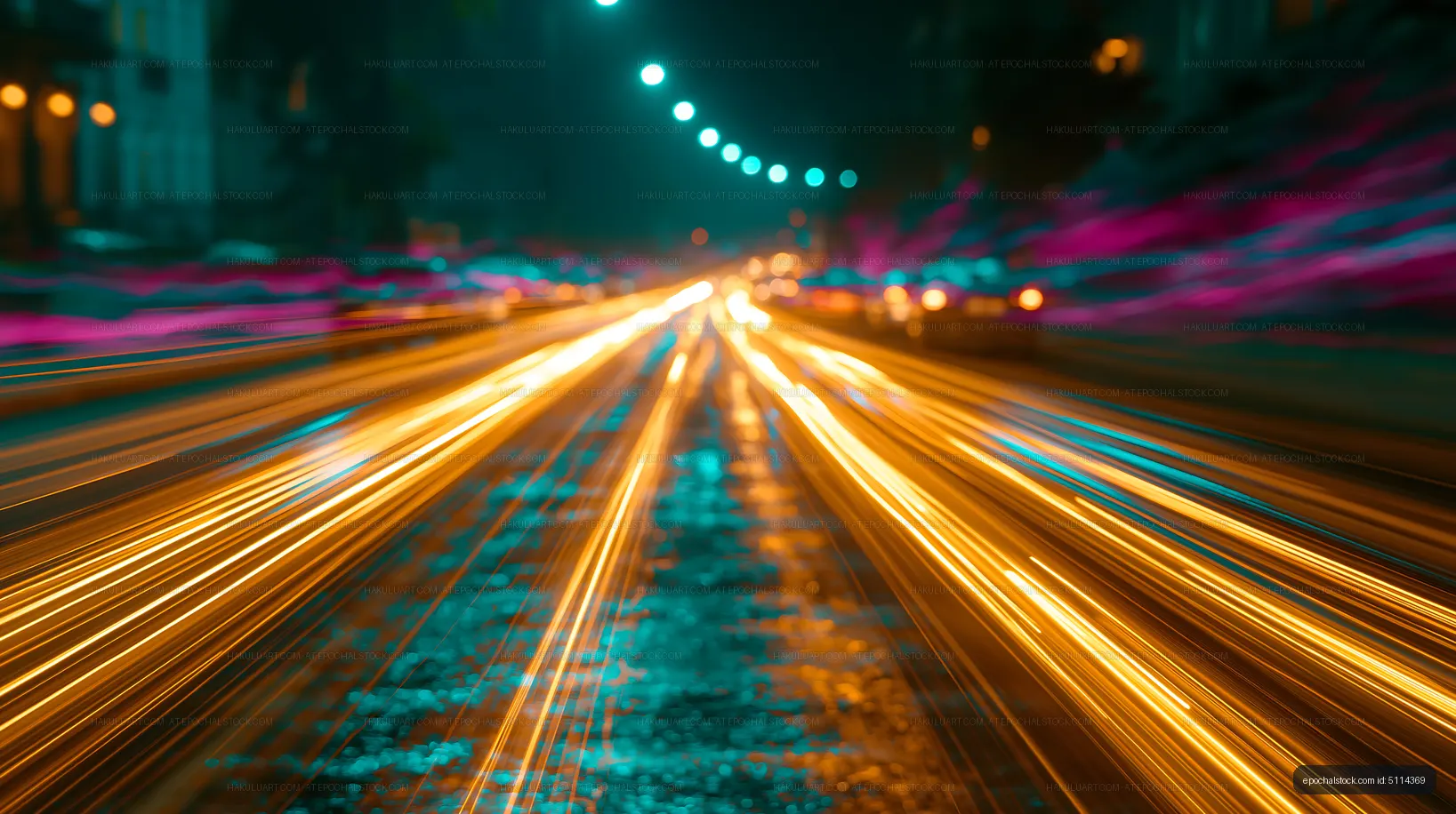 Light trails on a city street at night