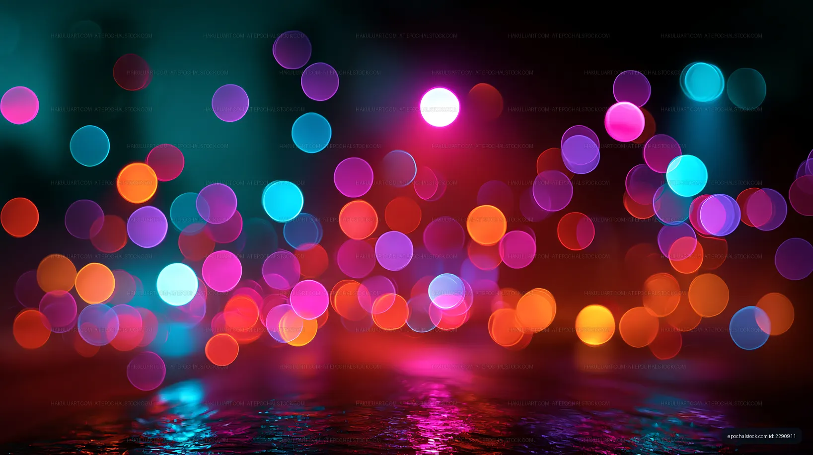 Colorful light bokeh background in urban nightlife setting