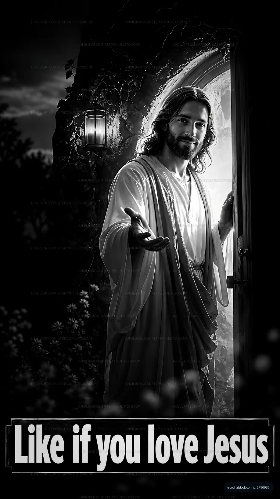 Jesus standing at an open door inviting people to enter