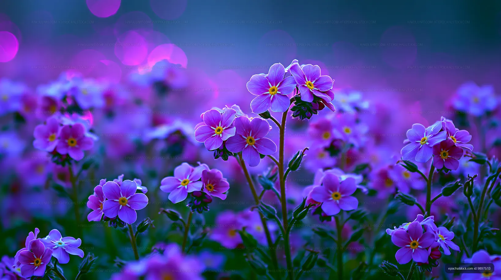 Purple flowers blooming in a field during dusk