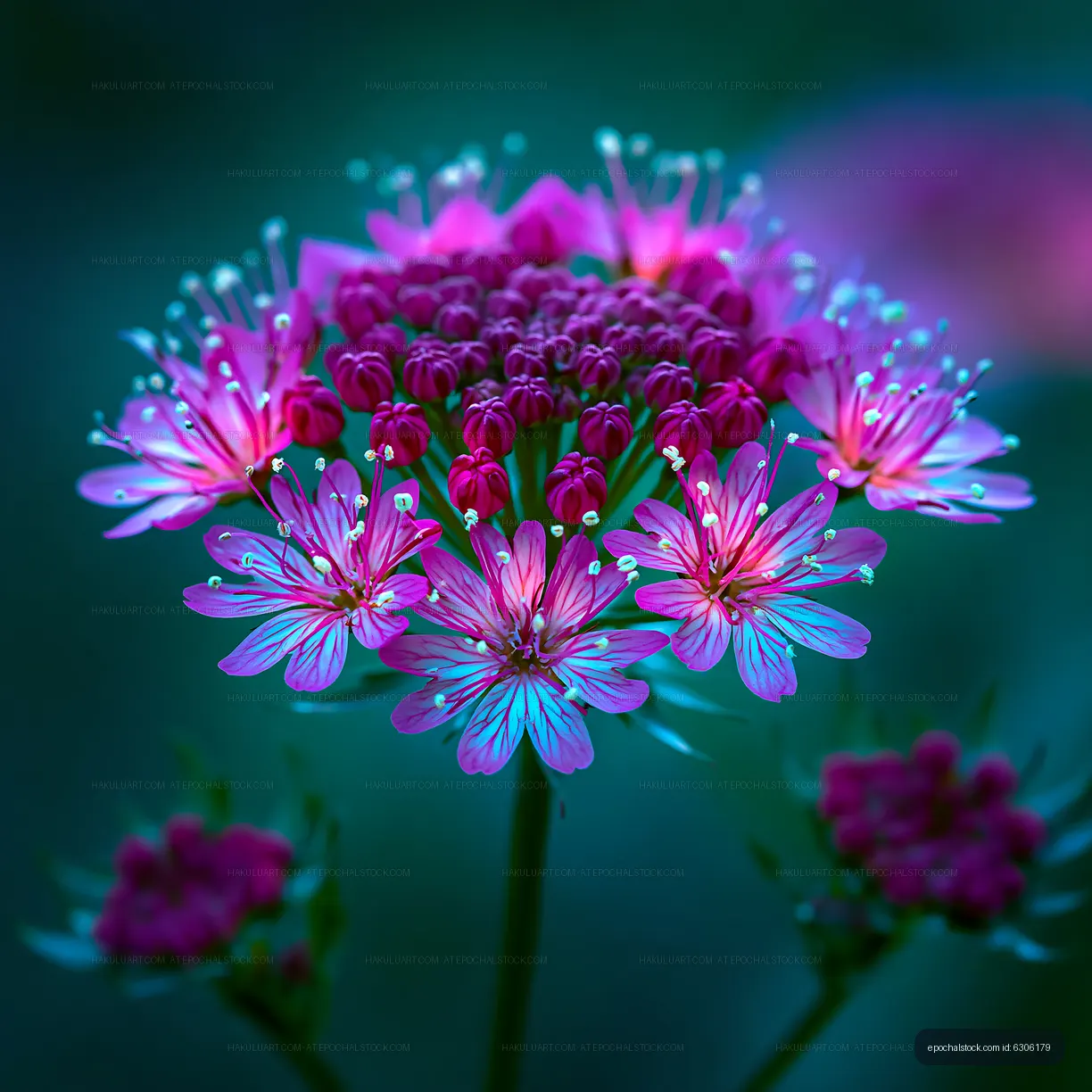Vibrant pink flowers in a close-up under soft lighting