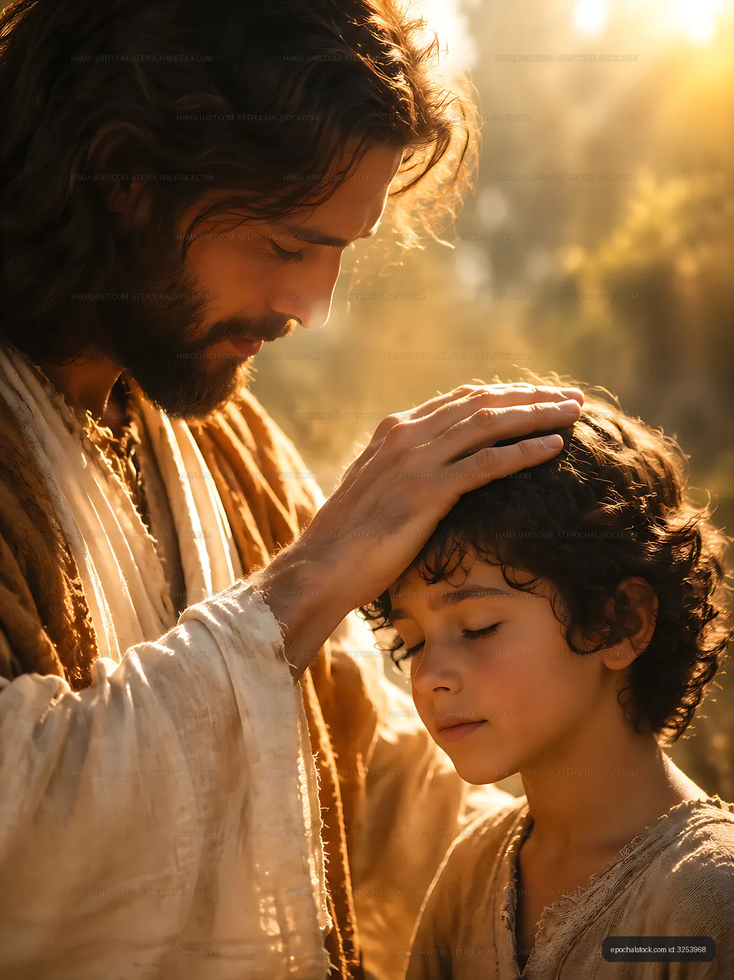 Father and son share a moment in sunlight