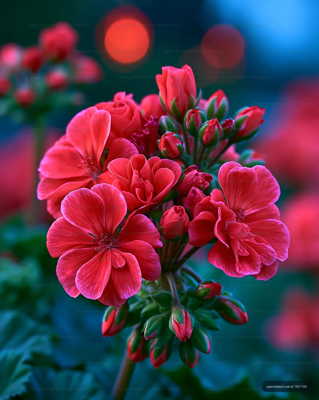 Close-up of vibrant red flowers with green leaves in a garden