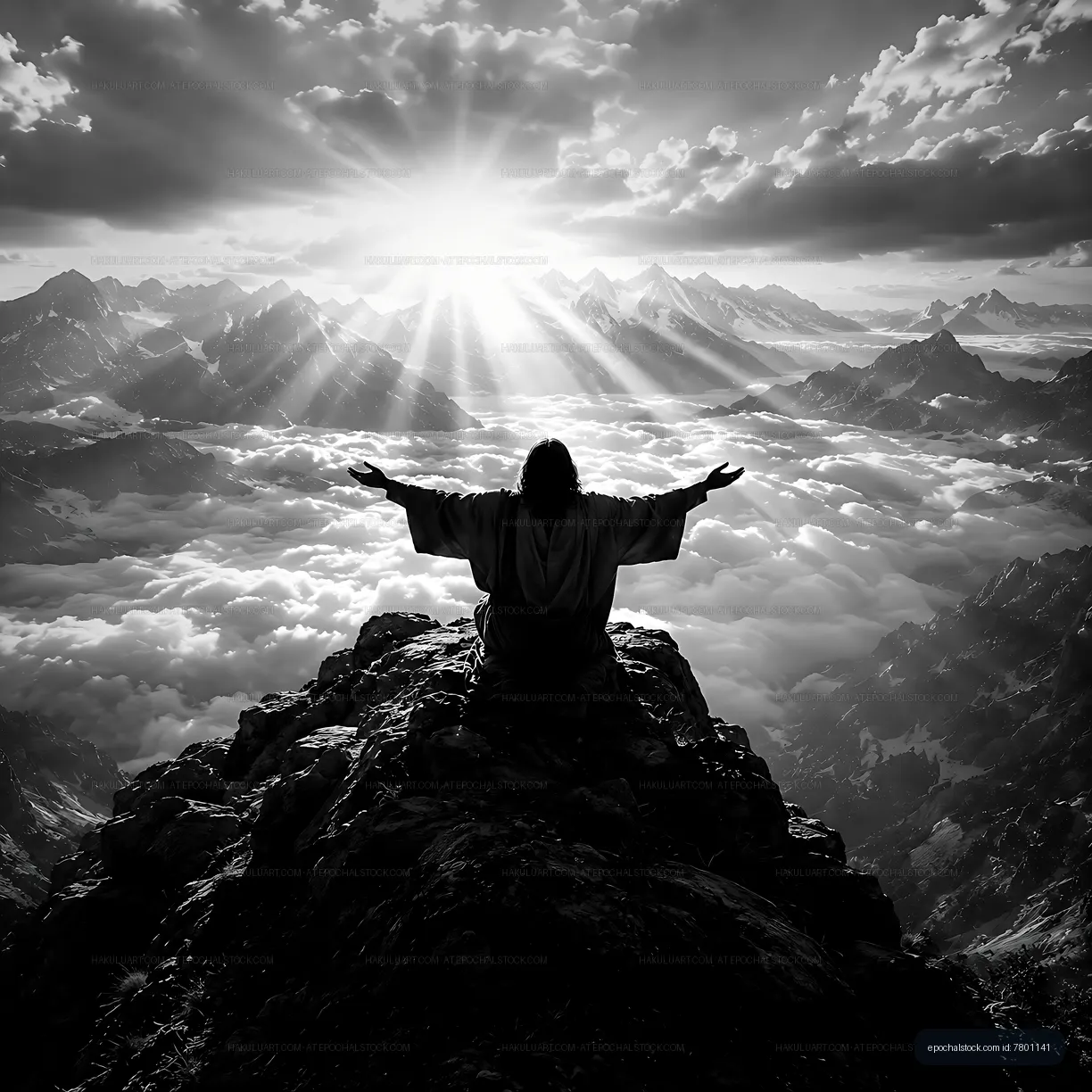 Person with outstretched arms on mountain top during sunrise