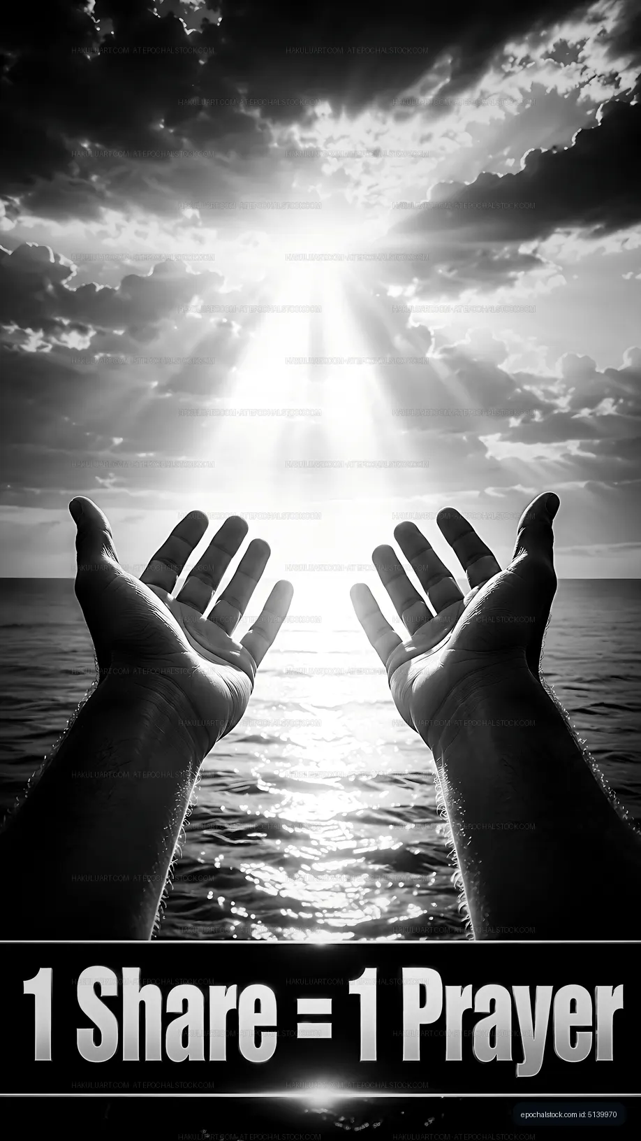 Hands reaching towards the sky over ocean water at sunset