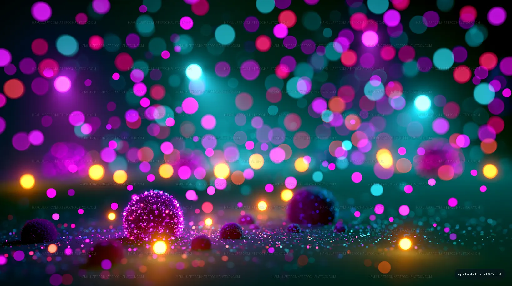 Colorful lights with bokeh effect in a dark setting