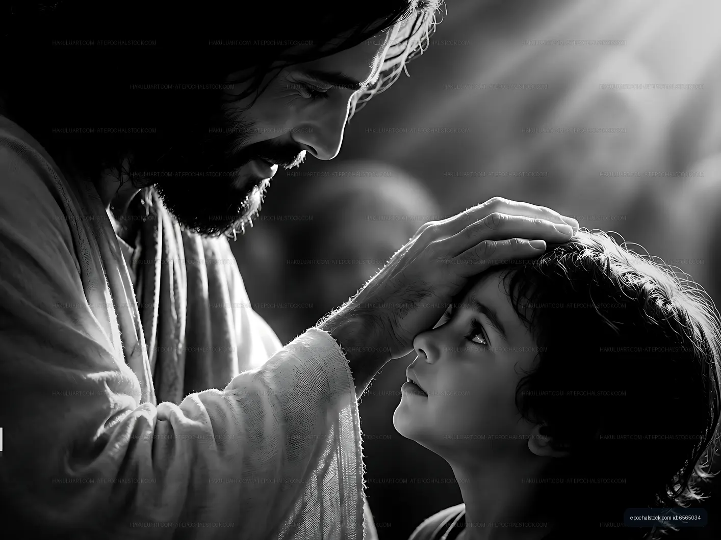 Calm scene of a man interacting gently with a child