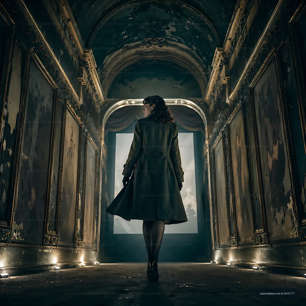 Walking through an old, abandoned hallway with damaged walls