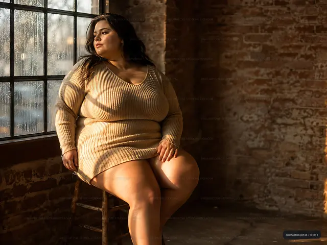 Woman sitting by window in warm light during golden hour