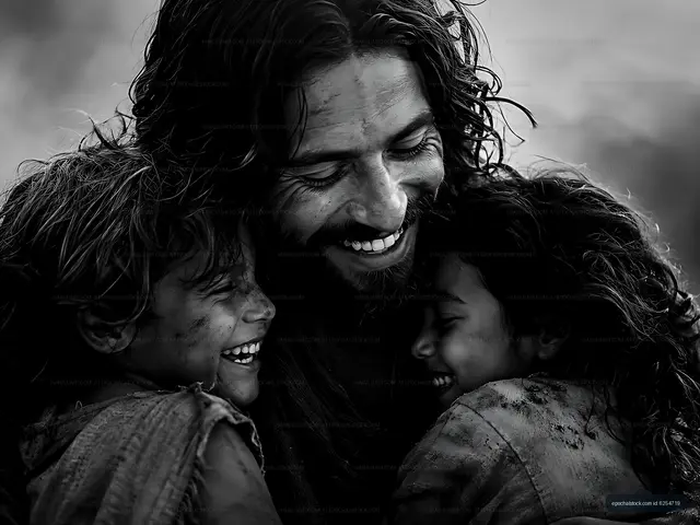 Father and children share a joyful moment together