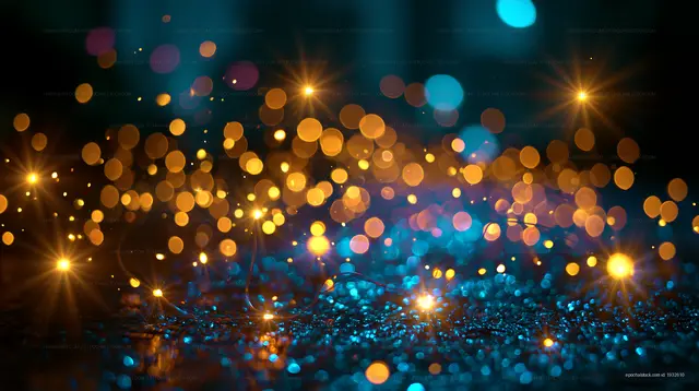Colorful bokeh lights create a festive background display