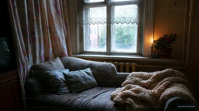 Cozy living room with natural light and soft textures