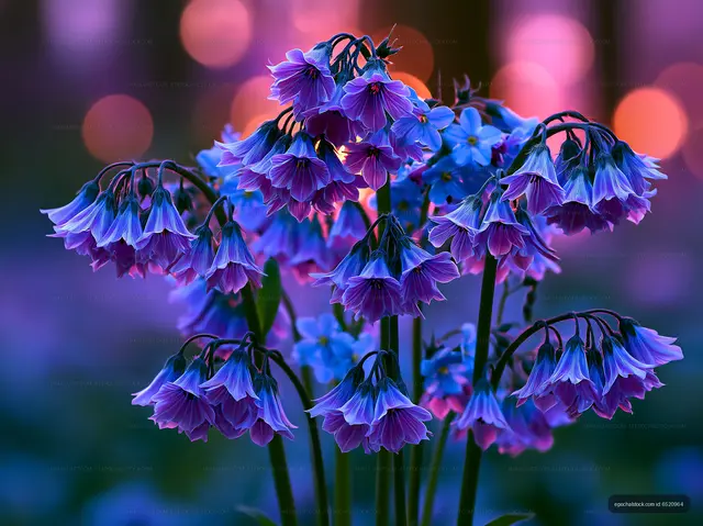 Colorful flowers in a garden during sunset