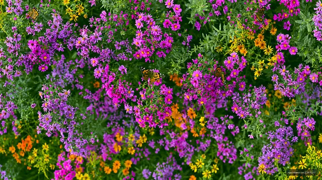 Colorful wildflowers blooming in a garden during springtime