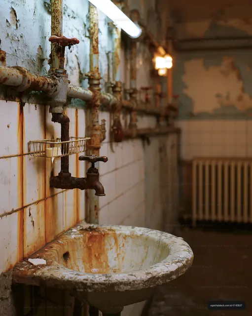 Old industrial sink in an abandoned building