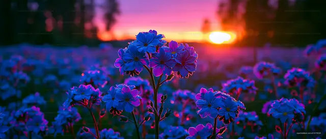 Vibrant flowers in a field during sunset