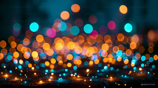 Colors of lights in blur create a festive atmosphere