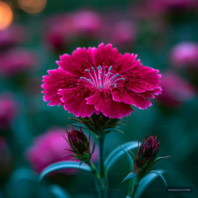 Vibrant pink flower amidst green foliage