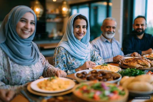 Dining with family at home during a festive meal