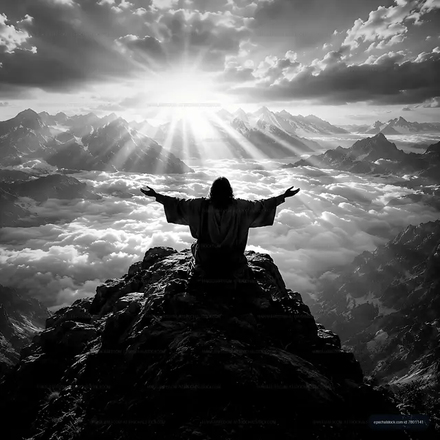 Person with outstretched arms on mountain top during sunrise