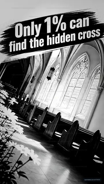 Hidden cross challenge in a church interior
