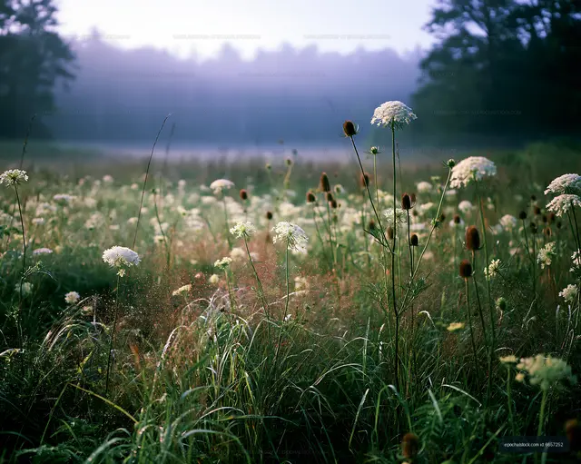 Morning light on a field of wildflowers in early summer