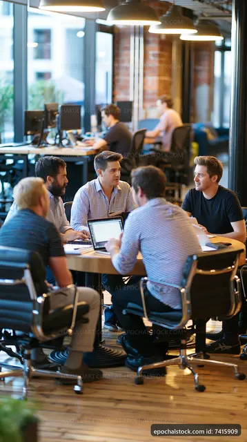 Group discussion in a modern office setting