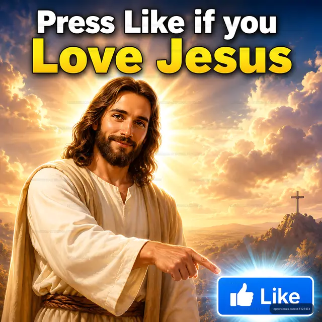 Press like if you love Jesus with bright background