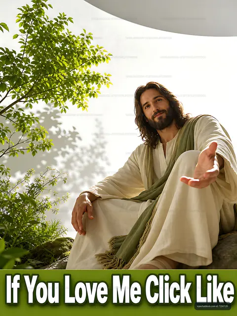 Religious figure inviting engagement with open gesture