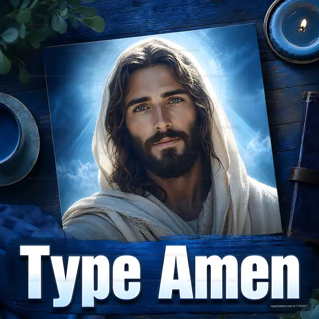 Jesus portrait with a message to type Amen